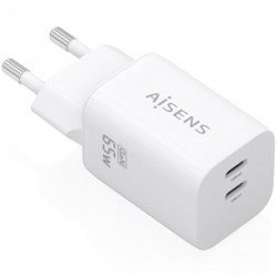 Cargador de Pared GaN Aisens A110-1029/ 2xUSB Tipo-C/ 65W/ Blanco Cargador de Pared GaN Aisens A110-1029/ 2xUSB Tipo-C/ 65W/ Blanco