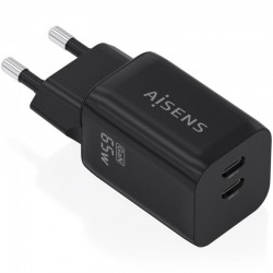 Cargador de Pared GaN Aisens A110-1030/ 2xUSB Tipo-C/ 65W/ Negro Cargador de Pared GaN Aisens A110-1030/ 2xUSB Tipo-C/ 65W/ Negro