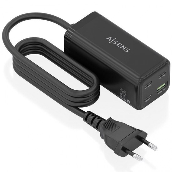 Cargador sobremesa gan aisens asch-100w4p054-bk/ 3xusb tipo-c/ 1xusb/ 100w Cargador sobremesa gan aisens asch-100w4p054-bk/ 3xusb tipo-c/ 1xusb/ 100w