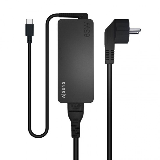 Cargador de portátil aisens asch-1pd65d-bk/ 1xusb tipo-c/ 65w