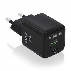 Cargador de Pared GaN Aisens ASCH-20W2P011-BK/ 1xUSB Tipo-C/ 1xUSB/ 20W Cargador de Pared GaN Aisens ASCH-20W2P011-BK/ 1xUSB Tipo-C/ 1xUSB/ 20W