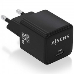 Cargador de Pared GaN Aisens ASCH-30W1P036-BK/ 1xUSB Tipo-C/ 30W