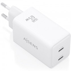 Cargador de Pared GaN Aisens ASCH-65W2P078-W/ 2xUSB Tipo-C/ 65W/ Blanco Cargador de Pared GaN Aisens ASCH-65W2P078-W/ 2xUSB Tipo-C/ 65W/ Blanco