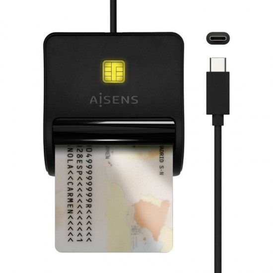 Lector de dni usb tipo-c aisens ascr-sn03c-bk/ usb tipo-c/ negro Lector de dni usb tipo-c aisens ascr-sn03c-bk/ usb tipo-c/ negro