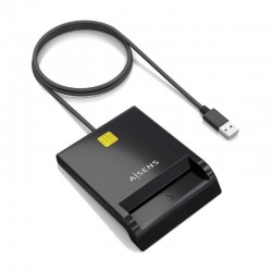 Lector de DNI y Tarjetas Aisens ASCR-SN06-BK/ USB 2.0/ Negro