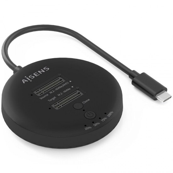 Dock usb 3.2 gen2 tipo-c para ssd m.2 nvme aisens asds-2m2n05-bk/ gris