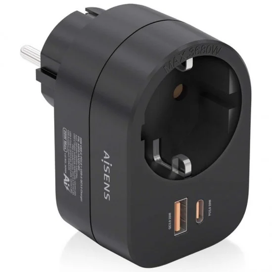 Enchufe aisens asps-1a1c07-bk/ 1 toma de corriente/ 1 usb tipo-c pd/ 1 usb/ negro Enchufe aisens asps-1a1c07-bk/ 1 toma de corriente/ 1 usb tipo-c pd/ 1 usb/ negro