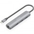 Hub USB Tipo-C Aisens ASUC-4P038-GR/ 3xUSB/ 1xRJ45/ Gris