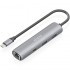 Hub USB Tipo-C Aisens ASUC-4P039-GR/ 1xUSB Tipo-C/ 2xUSB/ 1xRJ45/ Gris