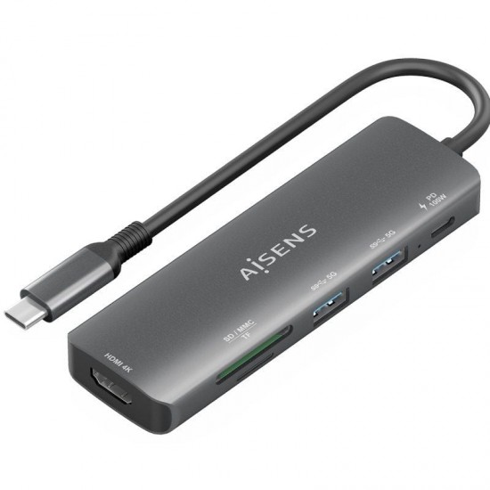 Docking usb tipo-c aisens asuc-5p011-gr/ 1xhdmi 4k/ 2xusb/ 1xusb tipo-c pd/ 1xlector tarjetas/ gris Docking usb tipo-c aisens asuc-5p011-gr/ 1xhdmi 4k/ 2xusb/ 1xusb tipo-c pd/ 1xlector tarjetas/ gris