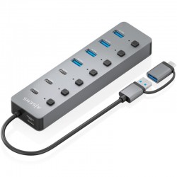 Hub USB Tipo-C + USB 3.1 Aisens ASUC-8P043-GR/ 4xUSB/ 3xUSB Tipo-C/ 1xUSB Tipo-C PD/ Gris Hub USB Tipo-C + USB 3.1 Aisens ASUC-8P043-GR/ 4xUSB/ 3xUSB Tipo-C/ 1xUSB Tipo-C PD/ Gris