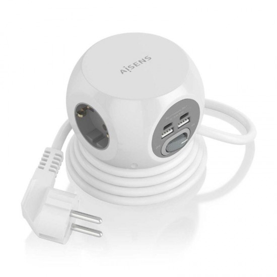Regleta con interruptor aisens asps-2a2c04-w/ 3 tomas de corriente/ 2 usb tipo-c/ 2 usb/ cable 1.4m/ blanco Regleta con interruptor aisens asps-2a2c04-w/ 3 tomas de corriente/ 2 usb tipo-c/ 2 usb/ cable 1.4m/ blanco