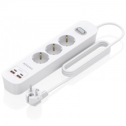 Regleta con Interruptor Aisens ASPS-2A2C10-W/ 3 Tomas de Corriente/ 2 USB - 2 USB Tipo-C/ Cable 1.4m/ Blanco Regleta con Interruptor Aisens ASPS-2A2C10-W/ 3 Tomas de Corriente/ 2 USB - 2 USB Tipo-C/ Cable 1.4m/ Blanco