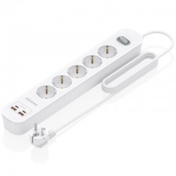 Regleta con Interruptor Aisens ASPS-2A2C14-W/ 5 Tomas de Corriente/ 2 USB - 2 USB Tipo-C/ Cable 1.4m/ Blanco Regleta con Interruptor Aisens ASPS-2A2C14-W/ 5 Tomas de Corriente/ 2 USB - 2 USB Tipo-C/ Cable 1.4m/ Blanco
