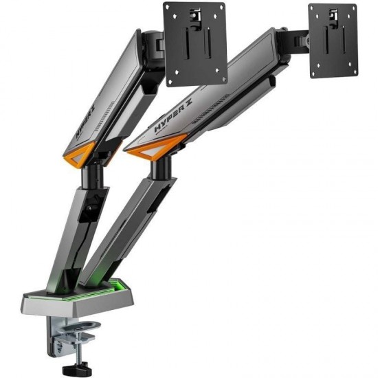 Soporte de mesa gaming para monitor aisens dt38tsrrgb-349/ giratorio/ inclinable/ hasta 16kg/ con iluminación rgb