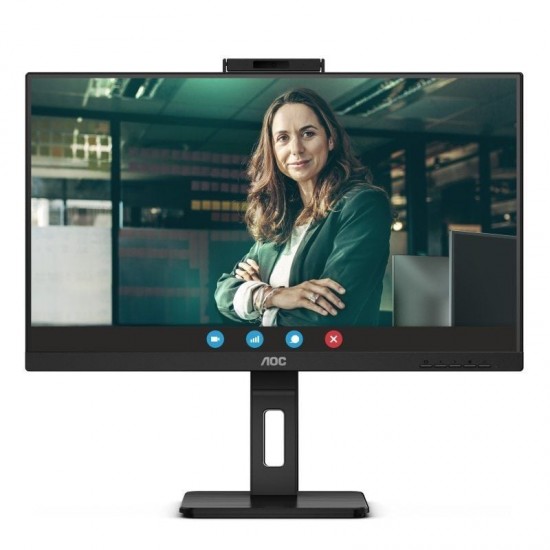 Monitor profesional aoc 24p3qw 23.8'/ full hd/ webcam/ multimedia/ regulable en altura/ negro
