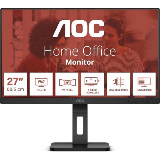Monitor profesional aoc 27e3qaf 27'/ full hd/ multimedia/ regulable en altura/ negro Monitor profesional aoc 27e3qaf 27'/ full hd/ multimedia/ regulable en altura/ negro