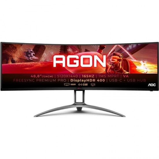 Monitor gaming ultrapanorámico curvo aoc agon ag493ucx2 48.8'/ dual qhd/ 1ms/ 165hz/ va/ multimedia/ negro Monitor gaming ultrapanorámico curvo aoc agon ag493ucx2 48.8'/ dual qhd/ 1ms/ 165hz/ va/ multimedia/ negro