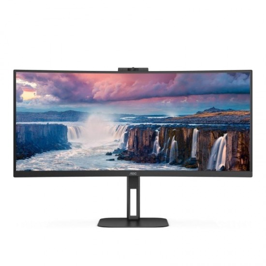 Monitor profesional curvo ultrapanorámico aoc cu34v5cw/bk 34'/ uwqhd/ webcam/ multimedia/ regulable en altura/ negro