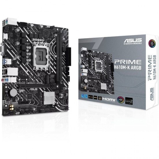 Placa base asus prime h610m-k argb socket 1700/ ddr5/ pcie 4.0/ micro atx