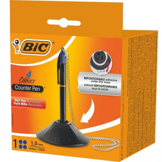 Bolígrafo de tinta de aceite retráctil bic 527507/ azul/ incluye base + cadena Bolígrafo de tinta de aceite retráctil bic 527507/ azul/ incluye base + cadena