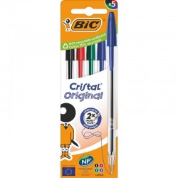 Bolígrafos de Tinta de Aceite Bic Cristal Original 516346/ 5 unidades/ Colores Surtidos