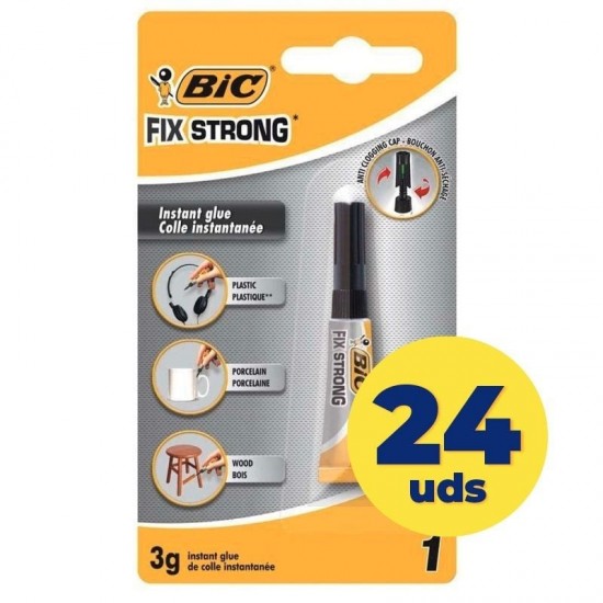 Caja de pegamento en tubo bic fix strong/ 3g/ 24 unidades