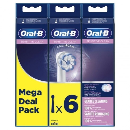 Cabezal de recambio braun para cepillo braun oral-b sensitive clean/ pack 6 uds Cabezal de recambio braun para cepillo braun oral-b sensitive clean/ pack 6 uds