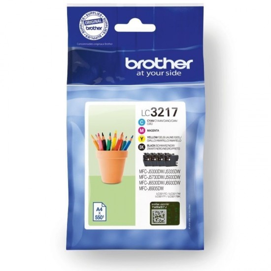 Cartucho de tinta original brother lc3217val/ multipack/ negro/ cian/ magenta/ amarillo