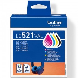 Cartucho de Tinta Original Brother LC-521VAL Multipack/ Cian/ Magenta/ Amarillo/ Negro