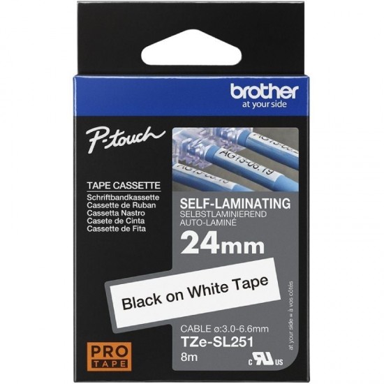 Cinta laminada original rotuladora brother tze-sl251/ blanca