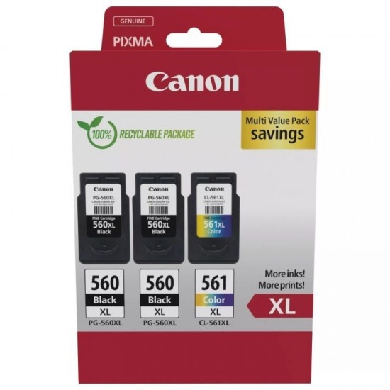 Cartucho de tinta original canon pg-560xl + cl-561xl multipack alta capacidad/ 2x negro/ tricolor