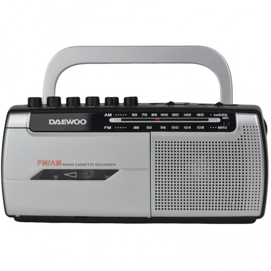 Radio cassete daewoo dw1107/ con cable/ a pilas/ negra y plateada