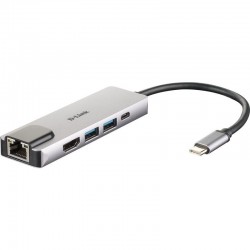 Docking USB Tipo-C D-Link DUB-M520/ 2xUSB/ 1xUSB Tipo-C/ 1xHDMI 4K/ 1xRJ45/ 1xThunderbolt/ Gris