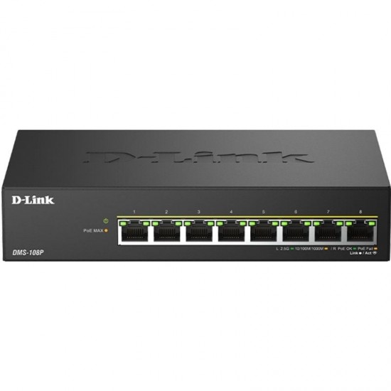 Switch d-link dms-108p/e 8 puertos/ rj-45 gigabit 10/100/1000 poe