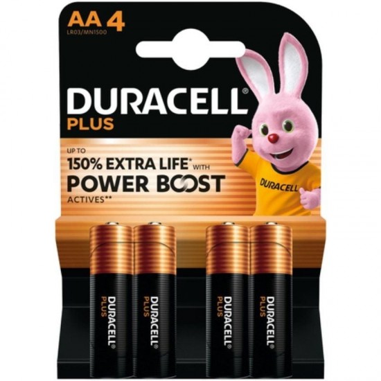 Pack de 4 pilas aa duracell plus power boost dpblr6b4/ 1.5v/ alcalinas