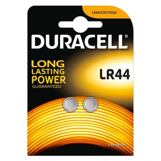 Pack de 2 pilas de botón duracell lr44/ 1.5v/ alcalinas Pack de 2 pilas de botón duracell lr44/ 1.5v/ alcalinas