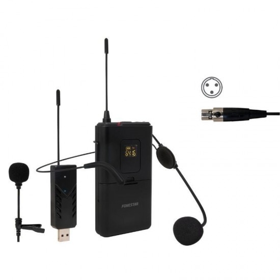Micrófono de cabeza y solapa uhf fonestar wi-mic
