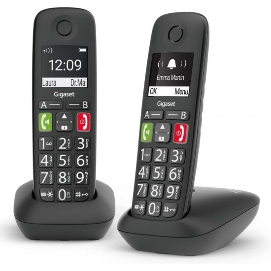 Teléfono inalámbrico gigaset e290/ pack duo/ negro