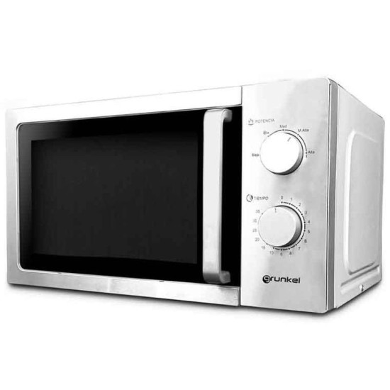 Microondas grunkel mwg-20inox/ 700w/ capacidad 20l/ funcion grill/ plata