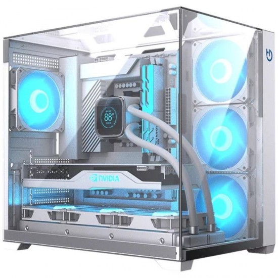 Caja gaming semitorre hiditec sky/ blanca