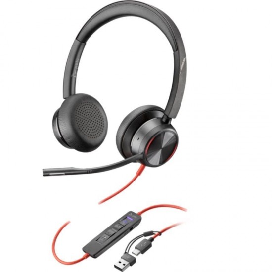 Auriculares poly blackwire 8225 para microsoft teams + adaptador usb-c/a/ con micrófono/ usb tipo-c/ negros Auriculares poly blackwire 8225 para microsoft teams + adaptador usb-c/a/ con micrófono/ usb tipo-c/ negros