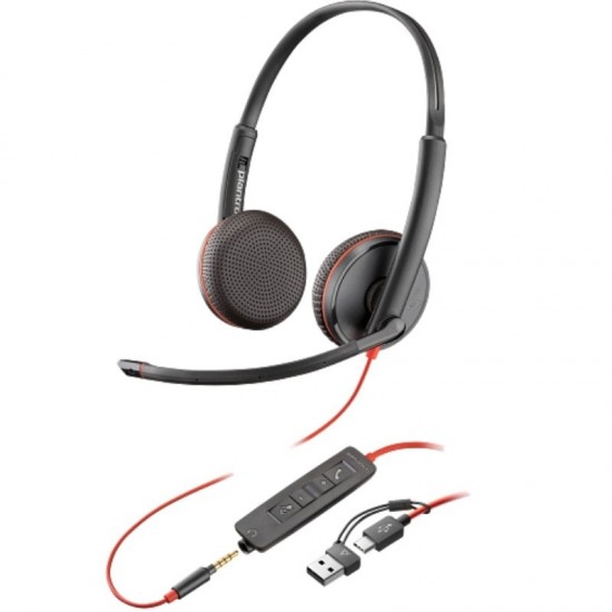 Auriculares poly blackwire 3225 + adaptador usb-c/a/ con micrófono/ jack 3.5mm/ negro Auriculares poly blackwire 3225 + adaptador usb-c/a/ con micrófono/ jack 3.5mm/ negro