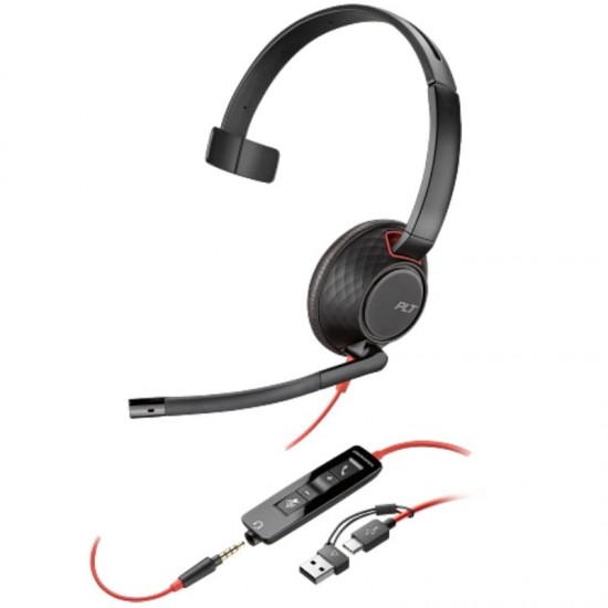 Auricular poly blackwire 5210 + adaptador usb-c/a/ con micrófono/ jack 3.5mm/ negro Auricular poly blackwire 5210 + adaptador usb-c/a/ con micrófono/ jack 3.5mm/ negro