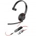 Auricular Poly Blackwire 5210 + Adaptador USB-C/A/ con Micrófono/ Jack 3.5mm/ Negro