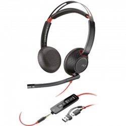 Auriculares Poly Blackwire 5220 + Adaptador USB-C/A/ con Micrófono/ Jack 3.5mm/ Negro Auriculares Poly Blackwire 5220 + Adaptador USB-C/A/ con Micrófono/ Jack 3.5mm/ Negro