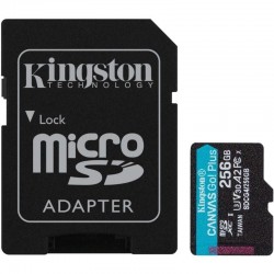 Tarjeta de Memoria Kingston CANVAS Go! Plus 256GB microSD XC con Adaptador/ Clase 10/ 200MBs