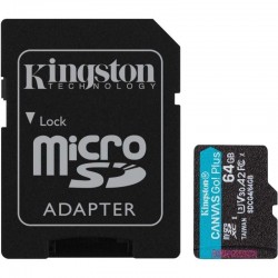 Tarjeta de Memoria Kingston CANVAS Go! Plus 64GB microSD XC con Adaptador/ Clase 10/ 200MBs