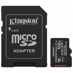 Tarjeta de Memoria Kingston CANVAS Select Plus 512GB microSD XC con Adaptador/ Clase 10/ 150MBs
