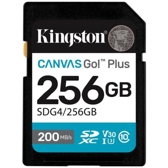 Tarjeta de memoria kingston canvas go! plus 256gb sd xc/ clase 10/ 200mbs